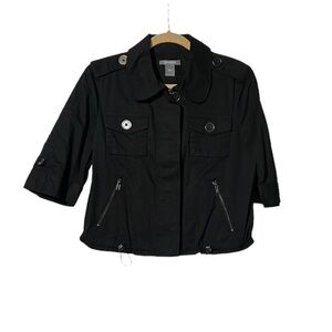 Ann Taylor Rain Jacket Cropped Black Size 6